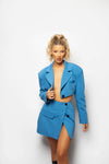 CROP BLAZER - Blue