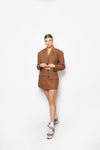 CROP BLAZER - Brown