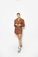 CROP BLAZER - Brown